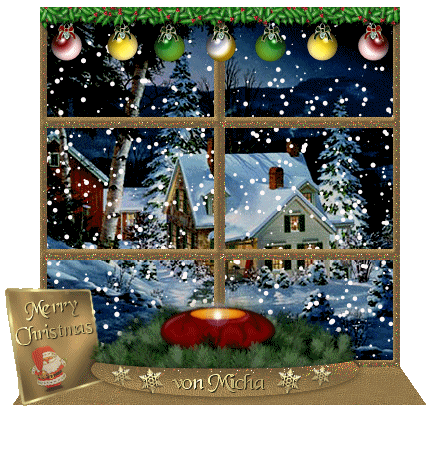 Новогодние открытки. Потрясающая анимированная новогодняя открытка с видом из окна на заснеженную деревушку. Что может быть чудеснее в новогоднюю ночь, чем вид из окна? Это умиротворяющее зрелище, которое позволяет мечтать и строить планы на наступающий год. Пусть сбудутся все Ваши надежды и мечты, а всё плохое останется в году уходящем. С Новым годом Вас!