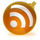 Новогодние RSS - оранжевая  иконка RSS  в виде ёлочного шара