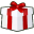 Новогодний фавикон: подарки. Белая подарочная коробка с красным бантом