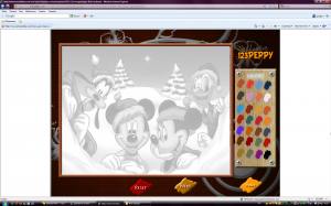 Новогодняя флеш раскраска Микки Маус и его друзья
