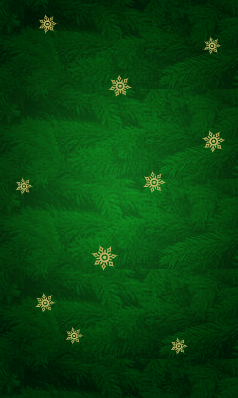 Зелёные еловые веточки и золотистые снежинки - отличный фон для новогоднего сайта.