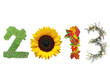 Разноцветная надпись 2013. Каждая цифра символизирует одно из четырёх времен года.