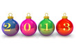 Разноцветные ёлочные шарики с надписью 2013.