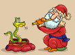 Дед Мороз - заклинатель-змей гипнотизирует Змею