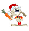 Кролик держит морковку в одной руке