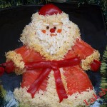 А как вам понравится салат Мимоза в форме Деда Мороза в кафтане из сёмги?