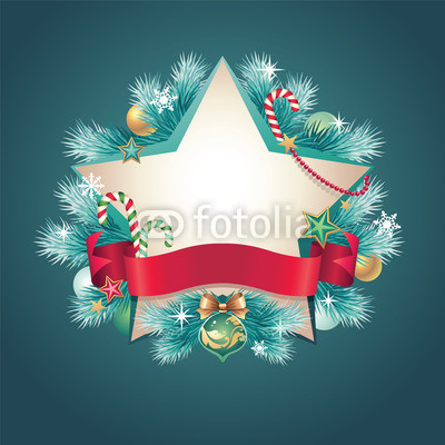 Изящный новогодний баннер с оборочками и новогодними украшениями (2)