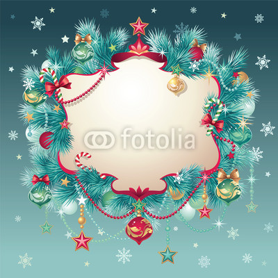 Изящный новогодний баннер с оборочками и новогодними украшениями (3)