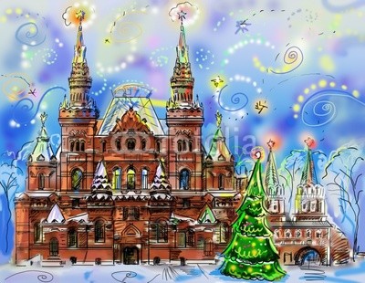 Красивый эффектный баннер Новогодняя Москва