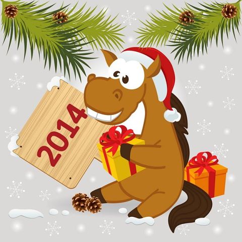 Новогодние открытки с лошадкой (17)